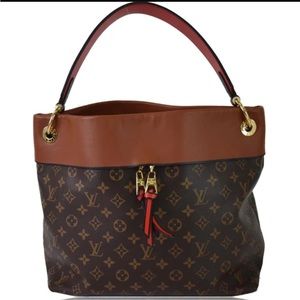 LOUIS VUITTON Tuileries Monogram Canvas Hobo Bag Caramel